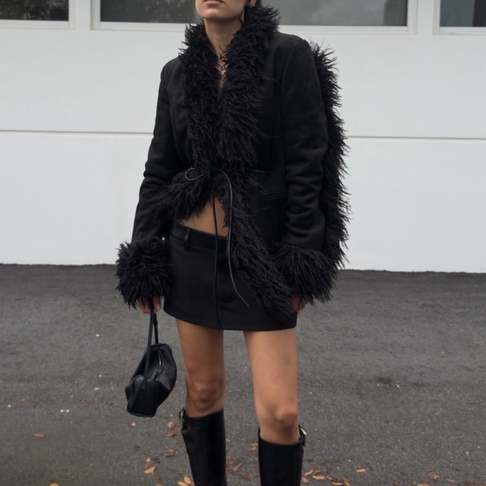 Lioness Black Teddy Jacket Plush Faux Fur